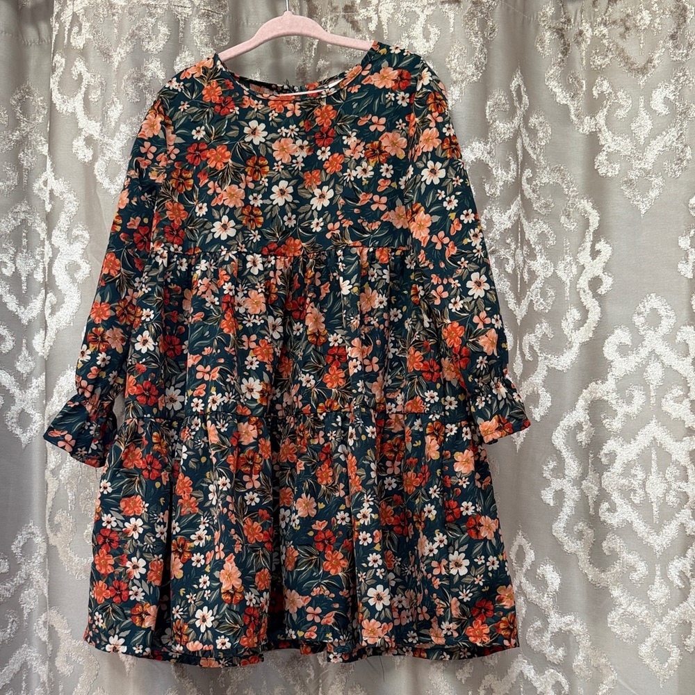 Floral Kids Long Sleeve Maxi Dress Size 5